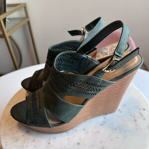 Green Suede Wedges